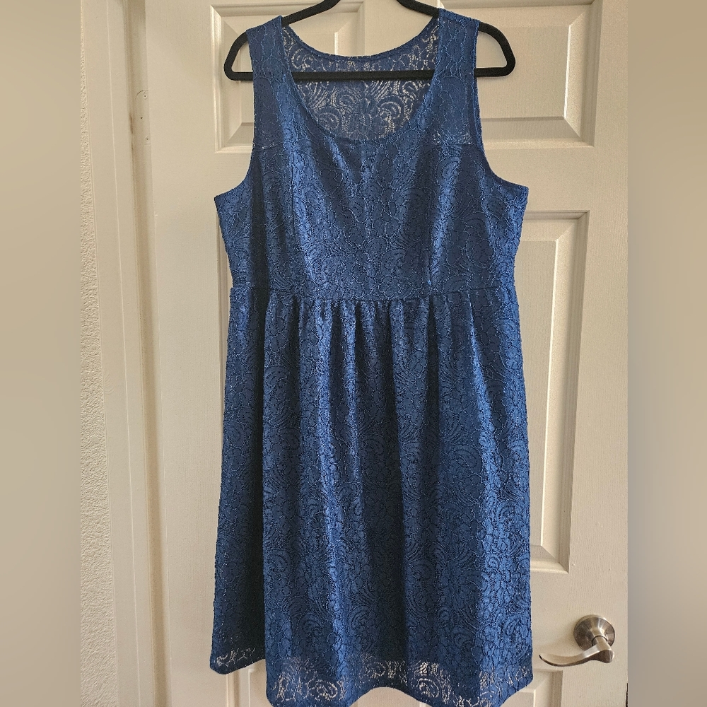Lane Bryant Navy Blue Lace Dress